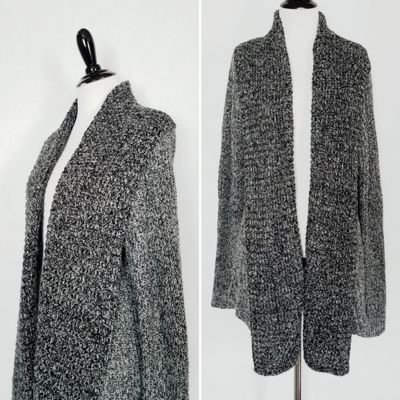 Sweaters - Black And Gray Marble Open Sweater Coat